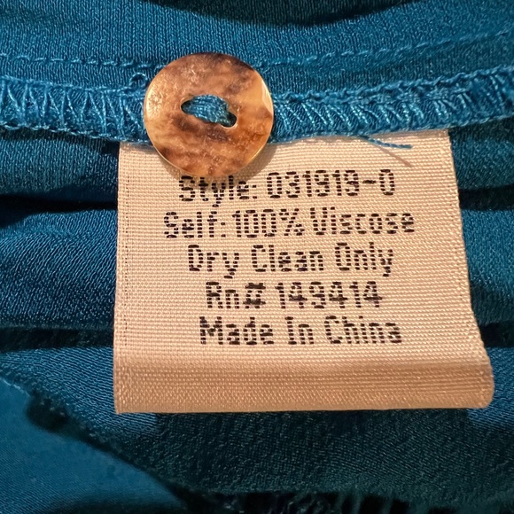 Calme’ by Johnny Was NWT Tiered Mandarin Collar Dress in Peacock Blue, Size M - Picture 12 of 12